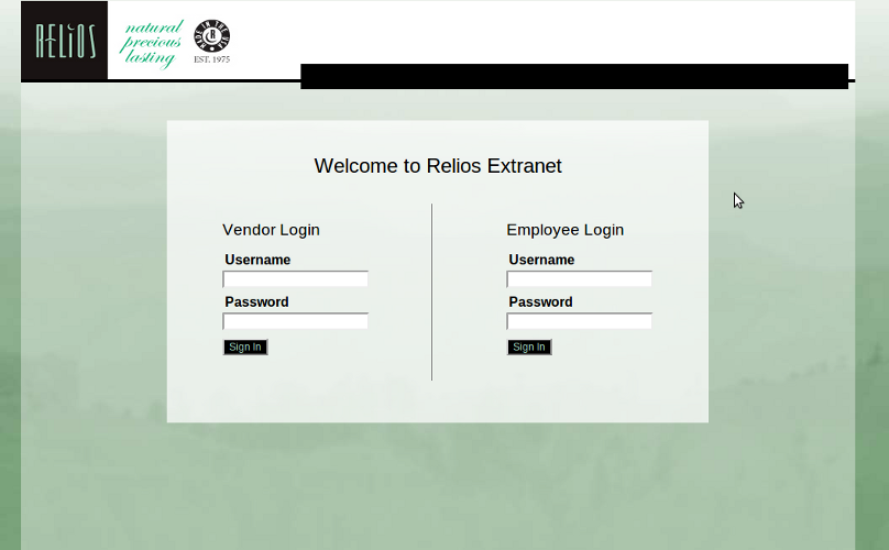 Relios Extranet Page